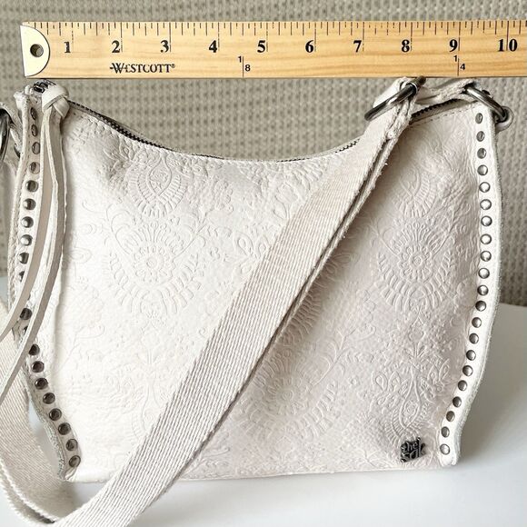 The Sak Crossbody bag Cream Soft Pebble Tooled Leather Purse Bohemian Neutral - Picture 11 of 15